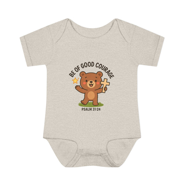 Be Good With Courage God - Infant Baby Rib Bodysuit - NB (0-3M) / Natural Heather - Kids clothes