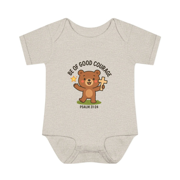Be Good With Courage God - Infant Baby Rib Bodysuit - NB (0-3M) / Natural Heather - Kids clothes