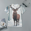 Men’s deer forest print classic round neck t shirt