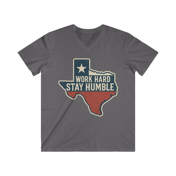 Work Hard Stay Humble T-shirt - Texas Spirit - S / Charcoal - V-neck