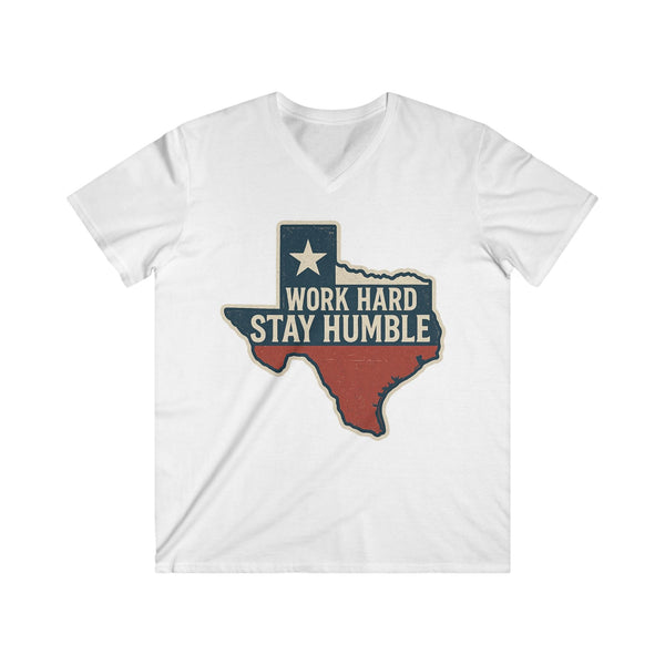Work Hard Stay Humble T-shirt - Texas Spirit - S / White - V-neck