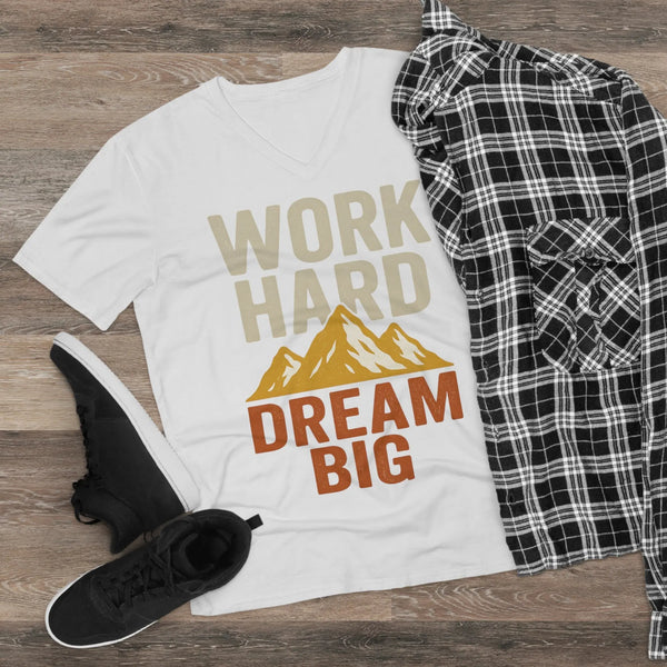 Work Hard Dream Big - Mens V-Neck - White / S - T-Shirt