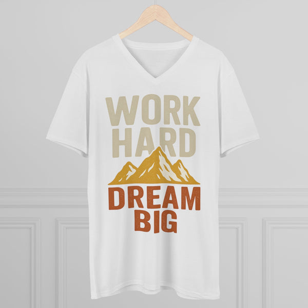 Work Hard Dream Big - Mens V-Neck - White / S - T-Shirt