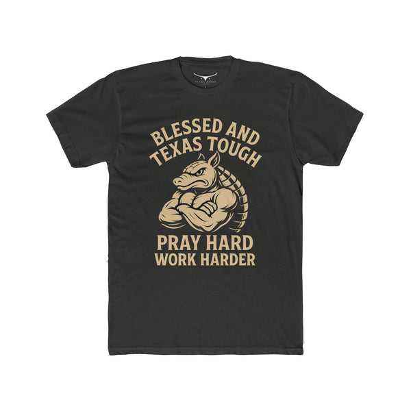 Texas Tough Pray Hard Unisex Cotton Crew Tee Motivational Shirt for Texans Fitness Shirt Gifts for Him Casual Wear