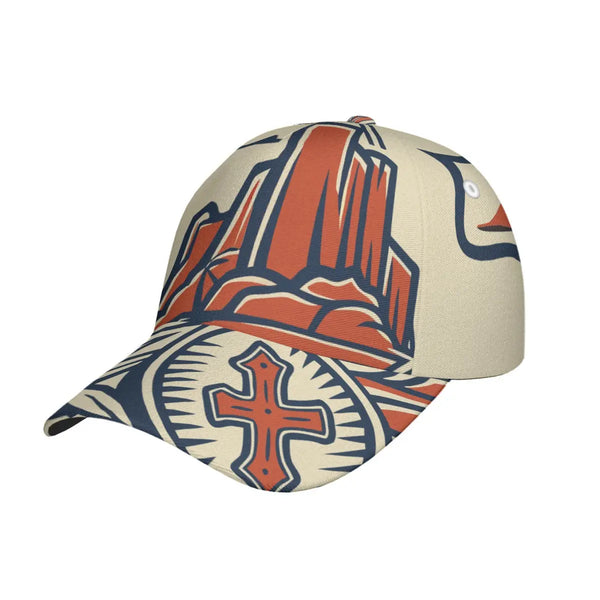 Southwestern landscape curved brim snapback cap - U / White