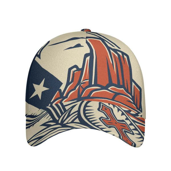 Southwestern landscape curved brim snapback cap - U / White