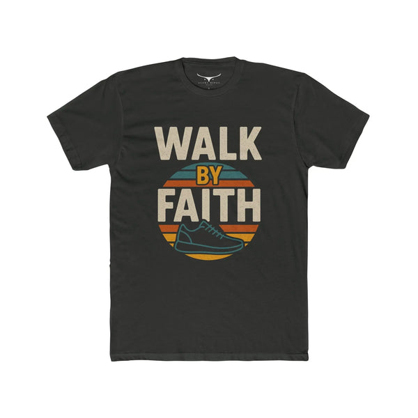 Walk By Faith - Mens T-Shirt - Solid Heavy Metal / XS - T-Shirt